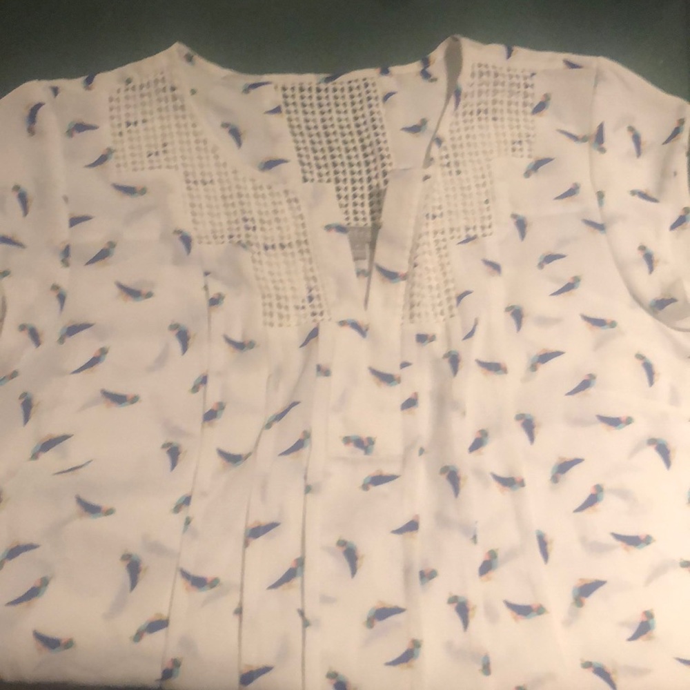 White blouse with birds
